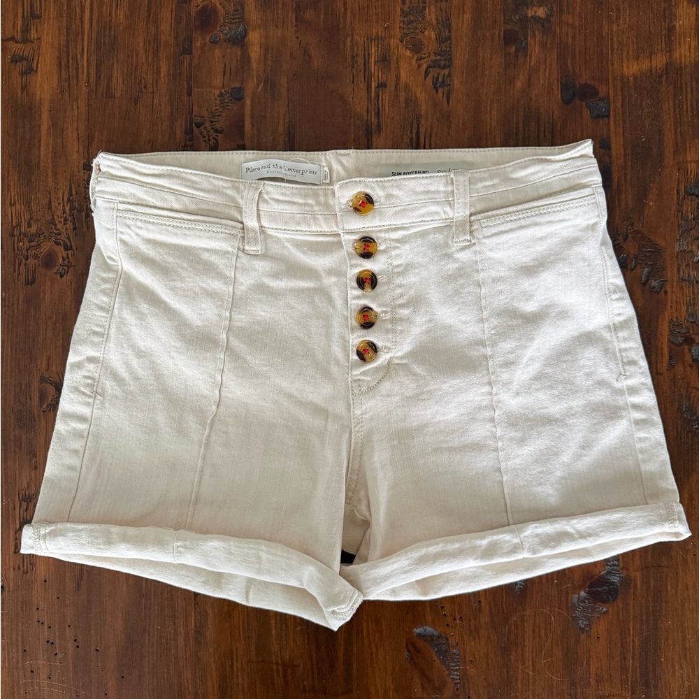 Pilcro and the Letterpress High Waist Cream Shorts